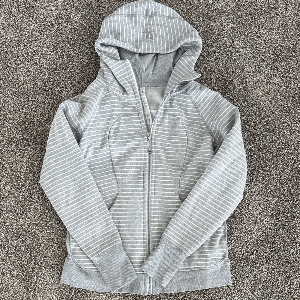 lululemon athletica Gray scuba Striped Hoodie